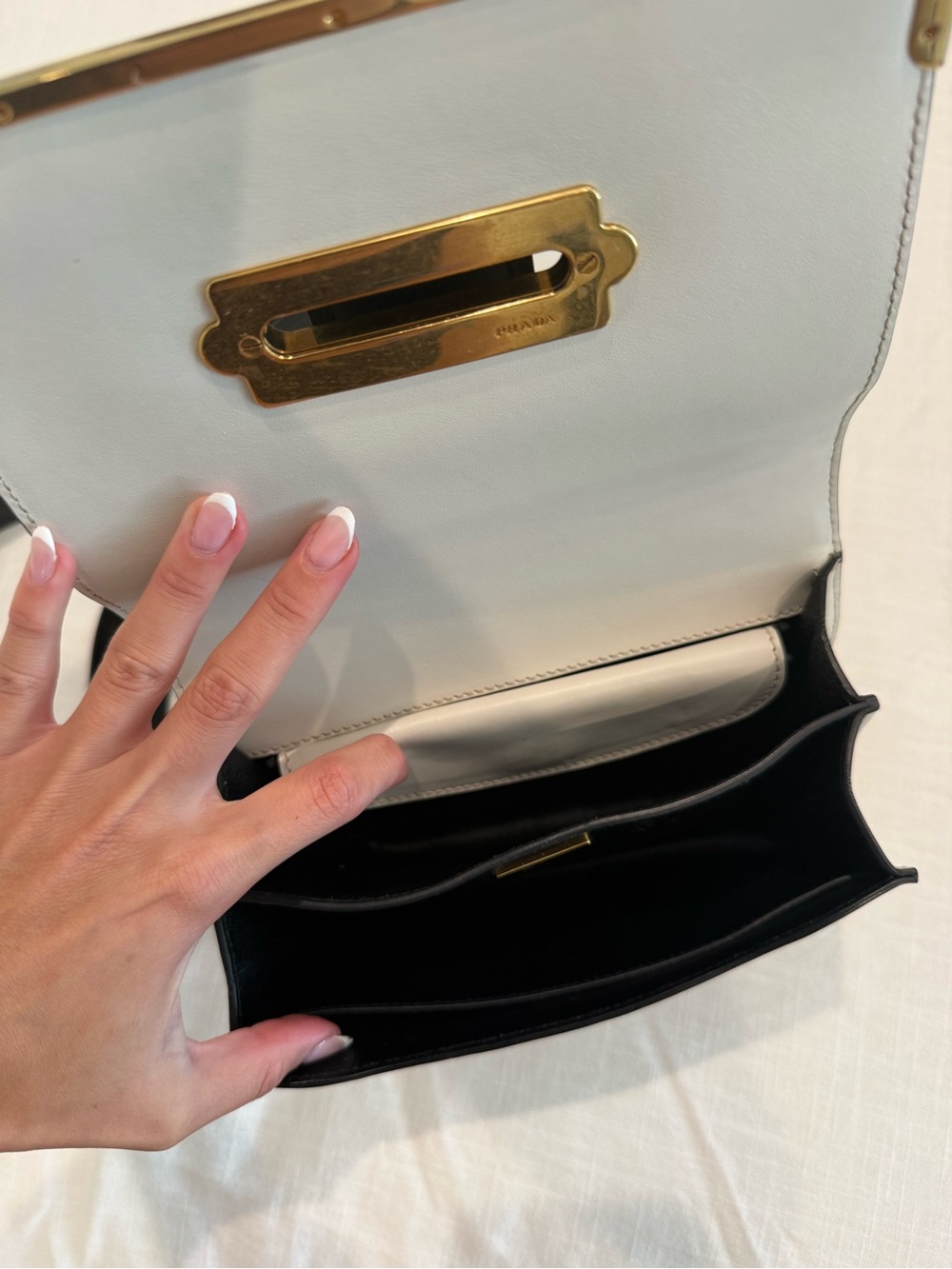 Prada Cahier Black & Cream Leather Crossbody Bag - Picture 5 of 13